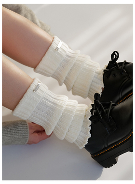 Himade socks雪地靴腿套白色针织女冬季y2k辣妹保暖中筒堆堆袜套
