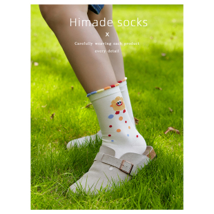 猫咪 面包 可爱图案长袜 兔子 Himade精梳棉袜卡通中筒袜子女生