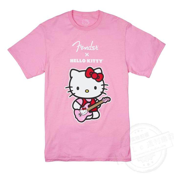 现货Fender芬达x Hello Kitty联名款T恤经典粉色男女款高级短袖