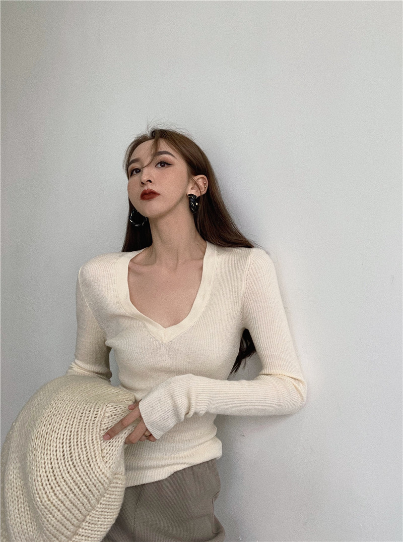 Real shot and real price no less 35 aw35 B with versatile elastic and thin foundation Knitted Top