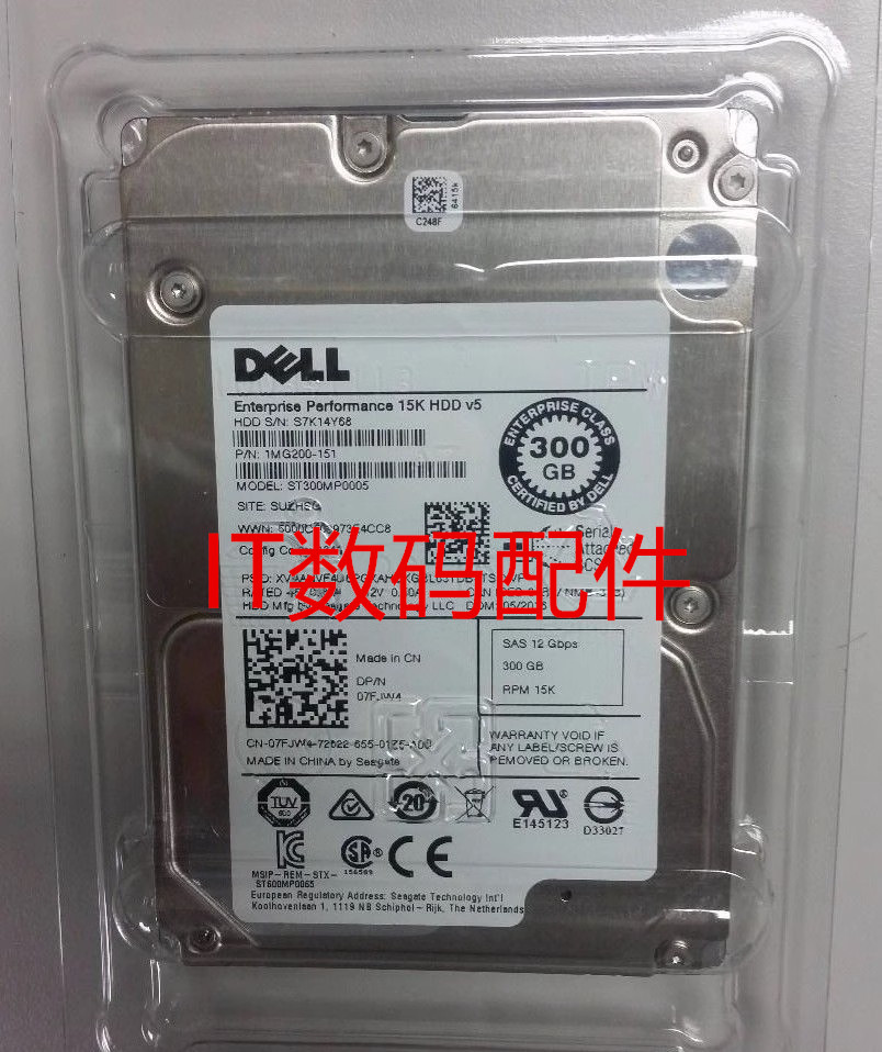全新DELL 300G 15K 2.5 SAS 12GB 7FJW4 ST300MP0005 07FJW4 硬盘