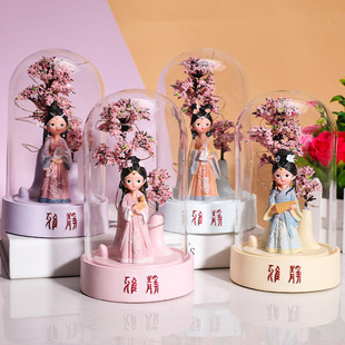 中国风创意少女玻璃罩星星灯床头灯清宫格格装饰摆件送可爱礼物品