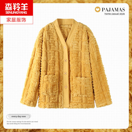 珊瑚绒睡衣女冬季加厚加绒保暖单件上衣大码休闲可外穿女士家居服
