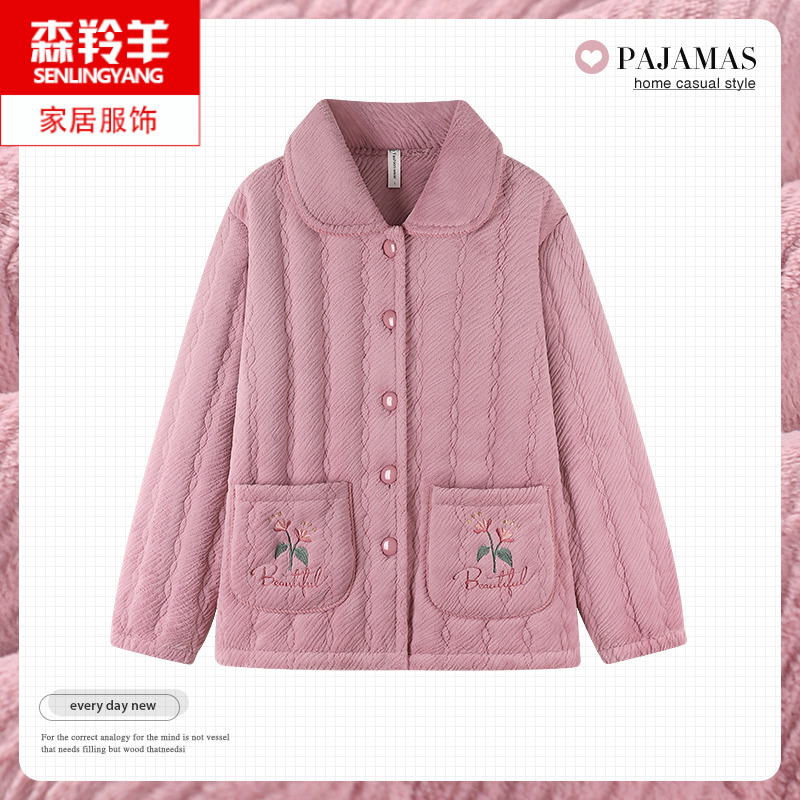 单件上衣女士冬天法兰绒棉袄睡衣