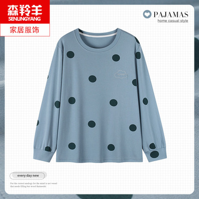 单件上衣女式长袖纯棉睡衣加大码