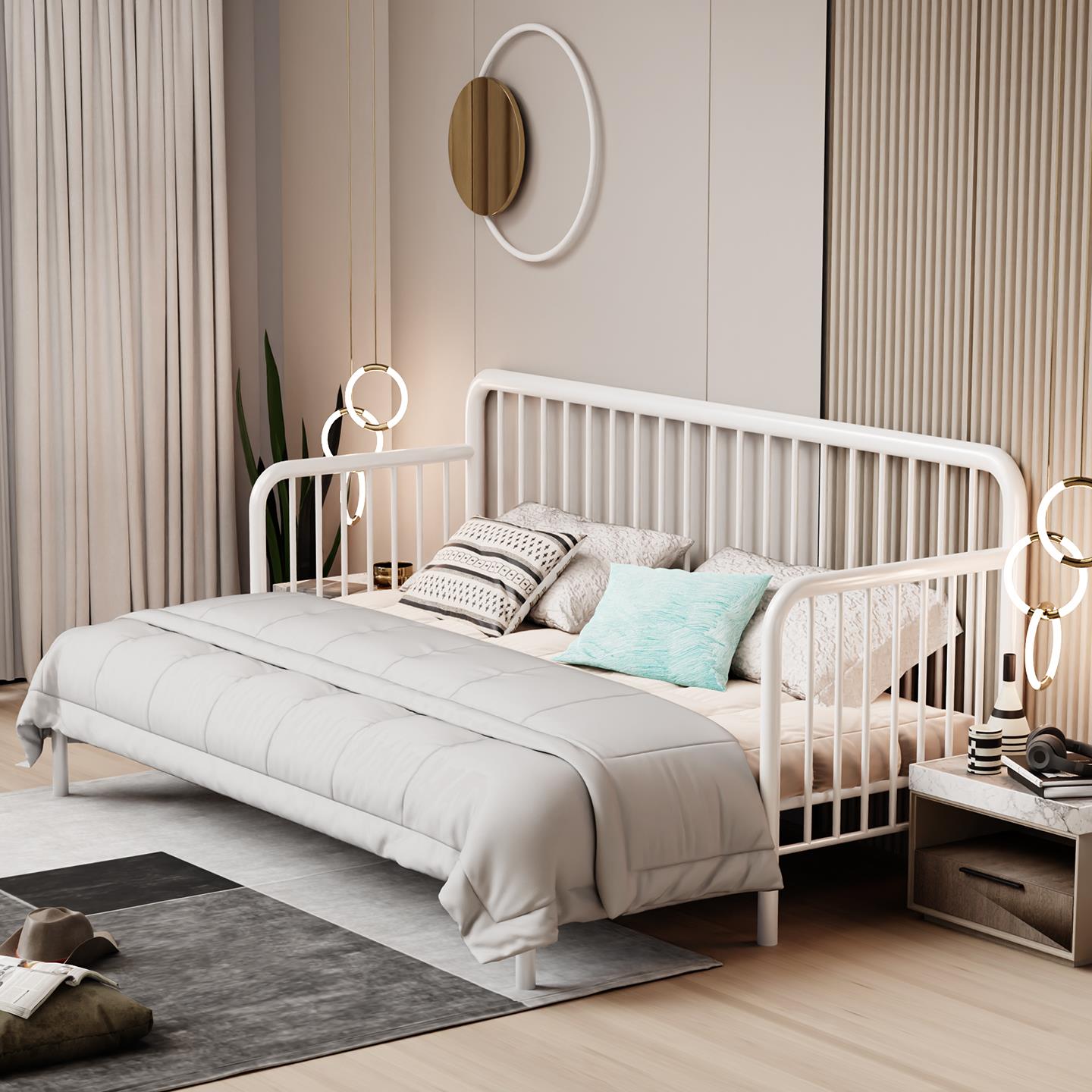 天坛家具小户型二合一多功能单人伸缩铁艺沙发床折叠两用2025新款