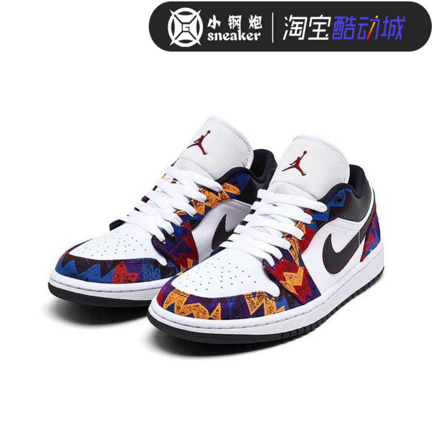 Air Jordan1 Low乔AJ1毛衣黑白蓝拼接色男低帮篮球板鞋CZ8659-100