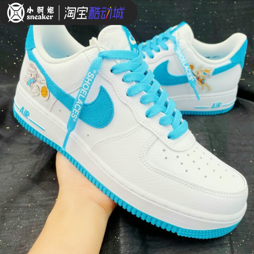 Nike耐克AF1白蓝兔八哥低帮板鞋