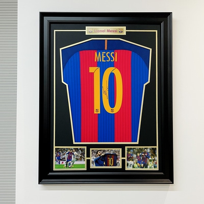 巴萨梅西签名球衣装裱相框