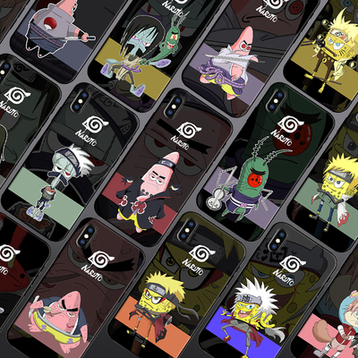 适用cosplay火影忍者海绵宝宝任意机型手机壳软个性定制玻璃创意