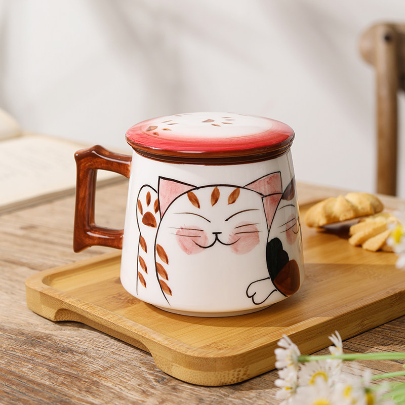 日式茶水分离泡茶杯马克杯茶陶瓷高颜值泡茶杯办公室水杯