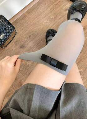 春夏季薄款烟灰色过膝袜韩国蝴蝶结白色JK大腿袜日系黑色长筒袜女