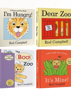英文原版 I am Hungry/Dear Zoo/It's Mine 纸板翻翻书4册 亲爱的动物园 Dear Zoo 同作者 Rod Campbell 吴敏兰书单 0-3岁