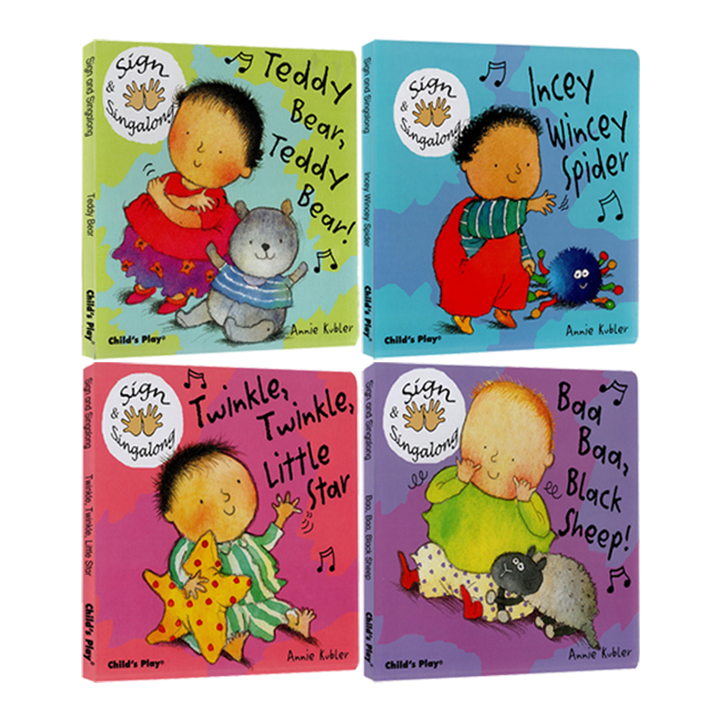 英文原版 Sign & Singalong 4册合售 宝宝儿歌手指谣 幼儿表达方式 学前实践奖 Annie Kubler