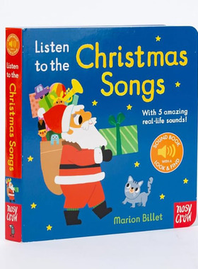 预售 英文原版 Listen to the Christmas Songs 我的小小音乐厅 圣诞歌曲 纸板发声书 儿童音乐启蒙绘本图画书  Nosy Crow