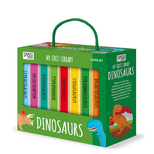 英文原版 My First Library系列 Dinosaurs 8册纸板书 礼盒装 各种各样的恐龙 幼儿启蒙认知 Sassi出品