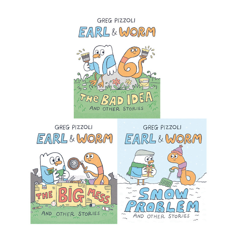预售 英文原版 Earl And Worm 伯爵与沃姆 3册 精装 全彩漫画绘本 友谊搞笑 Greg Pizzoli  儿童课外阅读故事书