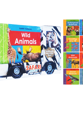英文原版绘本 Garry Fleming Safari Vehicle Box Set 纸板书8册合售 野生动物卡车套装 儿童英语启蒙学习