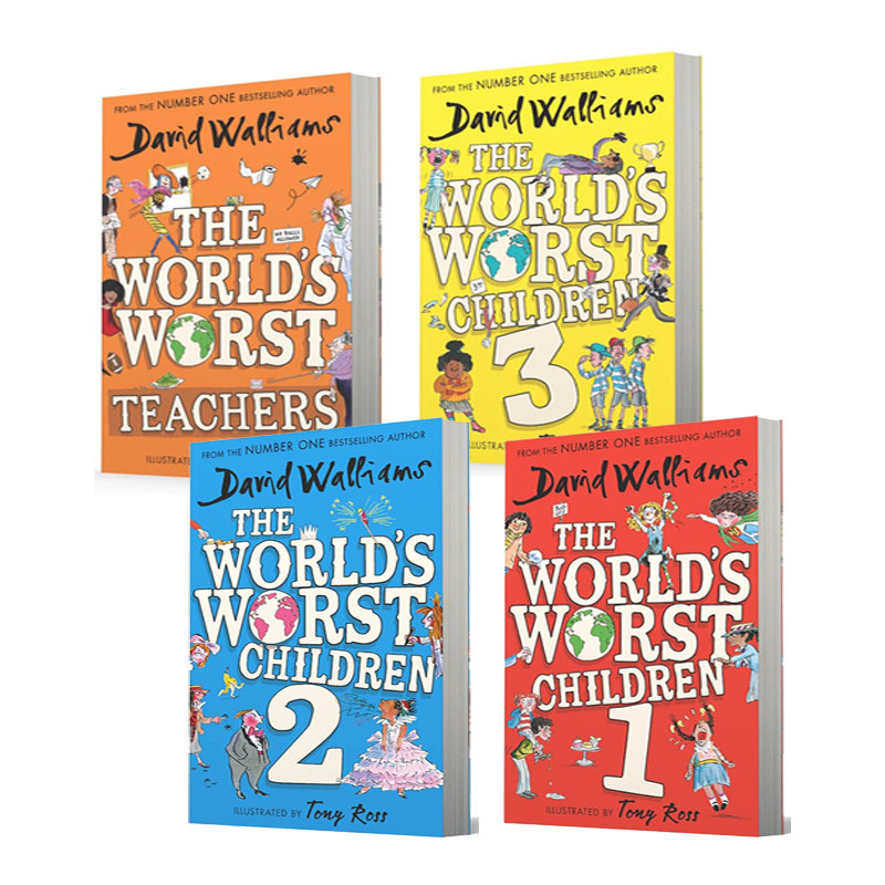 预售 英文原版 David Walliams 全世界槽糕的系列 4册 少年幽默成长进口 大卫威廉姆斯 幽默小说 课外阅读小说