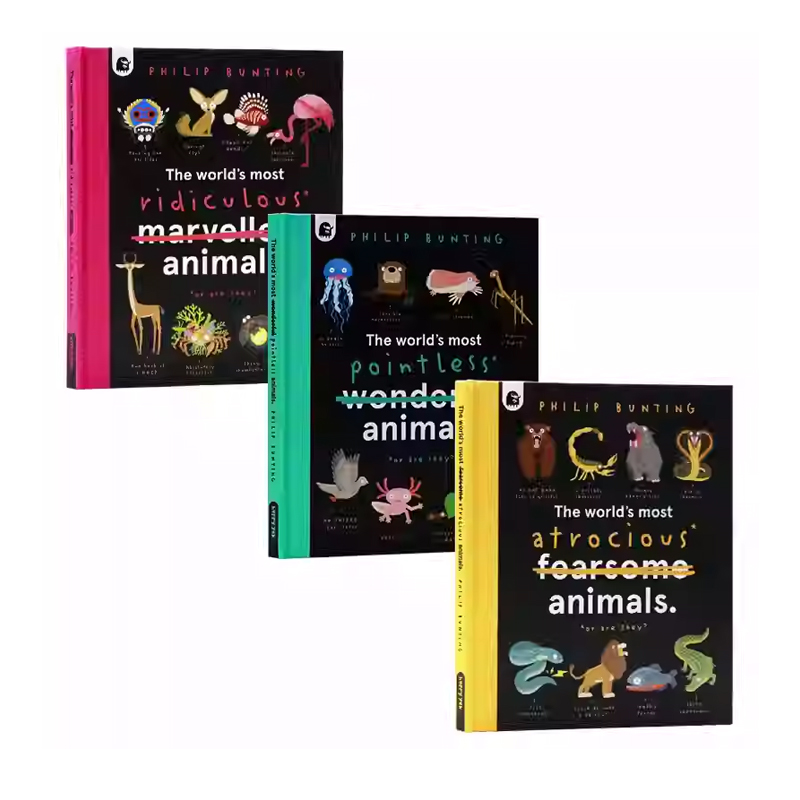 英文原版 The Worlds Most Animals 世界上残暴/可笑/没用的动物3册 精装大开本 奇特生物 儿童动物百科 科普绘本 Philip Bunting