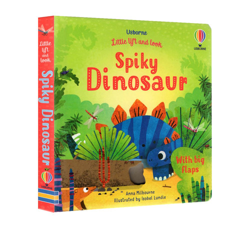 英文原版 Usborne Little lift and look Spiky Dinosaur 揭开看看 恐龙 尤斯伯恩 纸板翻翻洞洞书 低幼科普启蒙 亲子共读绘本