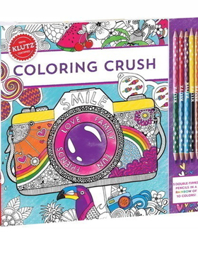 英文原版 手工色彩碰撞书 Klutz Coloring Crush 含彩色活页纸 5根双色彩铅笔 涂色童书 STEAM体系