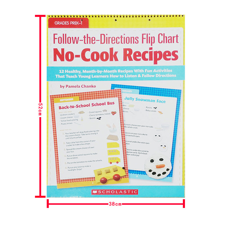 英文原版 Follow the Directions Flip Chart: No Cook Recipes 学乐儿童启蒙学习教学地板书 教学大书 活动挂图 创意手工