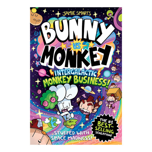 预售 英文原版 Bunny Vs Monkey 11 Intergalactic Monkey Business 星际猴子事务 精装 儿童漫画故事书 幽默搞笑故事集