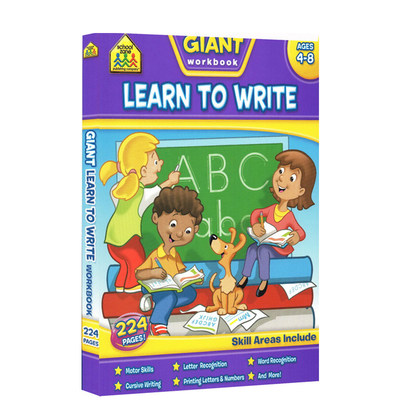 4-8岁写作练习 School Zone Giant workbook Learn to Write 字母词汇书写练习册 英文原版