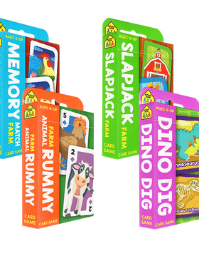 英文原版 School Zone Memory  Flash Card Game纸牌游戏4盒合售 儿童认知启蒙闪卡 提高视觉记忆 建立社交能力 集中注意力 3-4岁+