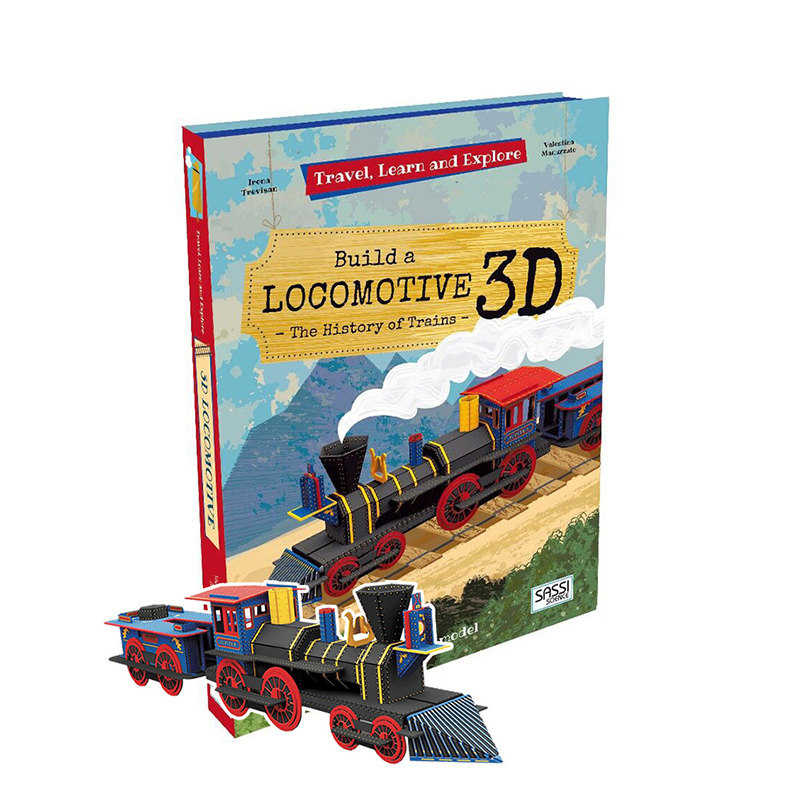 英文原版 Travel Learn And Explore Locomotive 3D火车头模型书 真实可拼装模型书 STEAM 少儿科普绘本 创意手工操作书游戏书