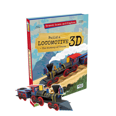 英文原版 Travel Learn And Explore Locomotive 3D火车头模型书 真实可拼装模型书 STEAM 少儿科普绘本 创意手工操作书游戏书