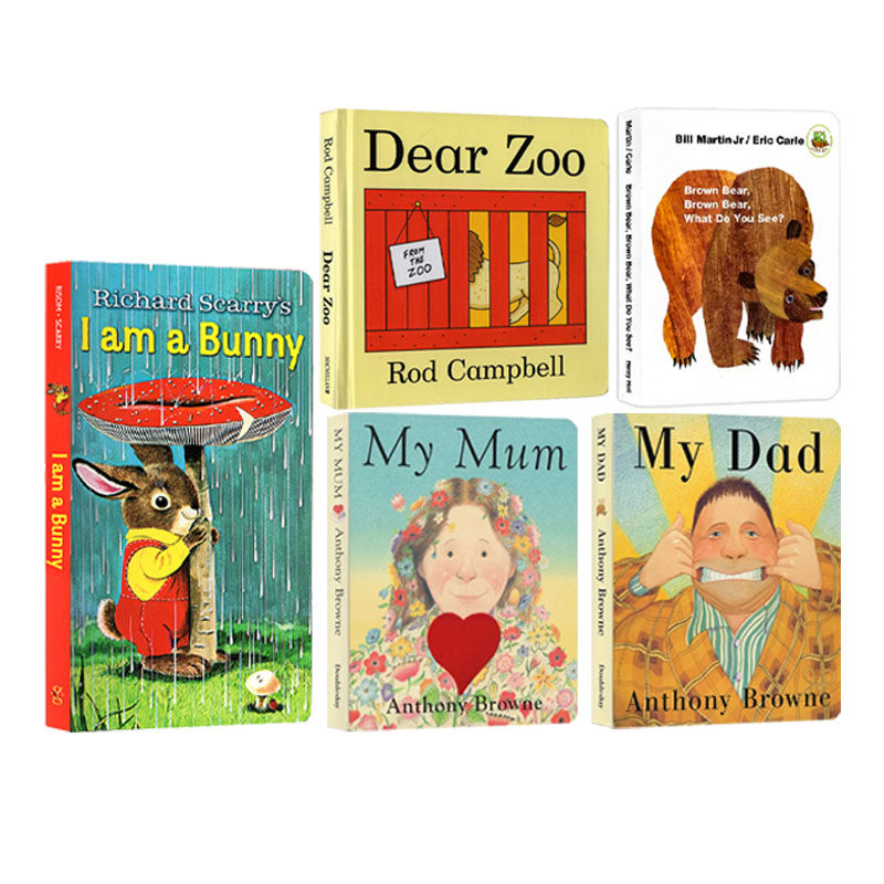 英文启蒙绘本5册 My Mum 我妈妈 My Dad 我爸爸 Brown Bear 棕熊 Dear Zoo 亲爱的动物园 I Am a Bunny 我是一只兔子