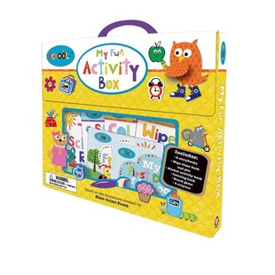 英文原版 儿童低幼游戏学习 Schoolies  My Fun Activity 快乐小学5册大礼盒附棋盘马克笔蜡笔 边玩边学