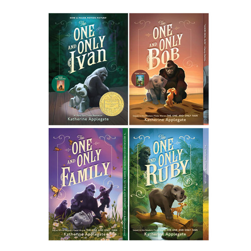 英文原版  独一无二的伊同系列小说 纽伯瑞金奖 4册合售 The One and Only Ivan/Bob/Family/ Ruby 中小学英文课外阅读