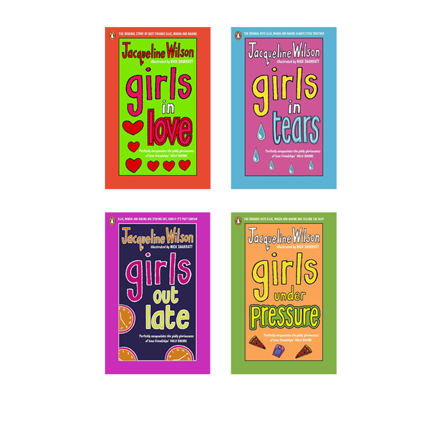 预售 英文原版 Jacqueline Wilson The Girls 4册 中小学英文课外阅读 麻辣女生基地 女孩心理成长小说