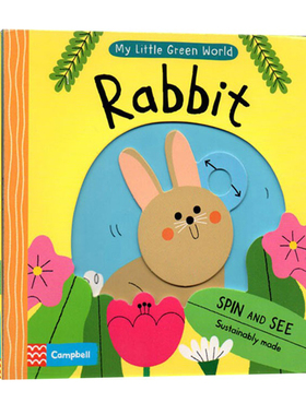 英文原版 Campbell出品 My Little Green World: Rabbit 我的绿色小世界 小兔子 启蒙趣味科普 机关抽拉滑动活动纸板书