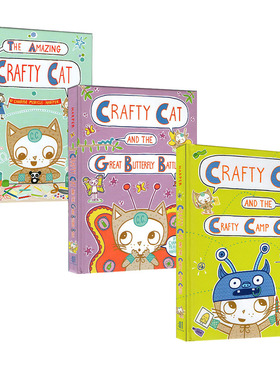 英文原版 Crafty Cat 3册合售  全彩漫画绘本图画书 图像式章节小说 精装 Charise Mericle Harper