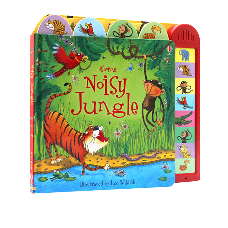 英文原版 usborne noisy jungle 闹闹音乐书 吵闹的丛林 儿童声音认知