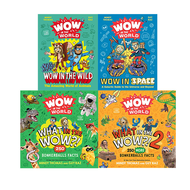 英文原版 Wow in the World: What in the WOW?! 4册合售 250个疯狂的事实 令人瞠目结舌的科学事实 儿童插图科普绘本读物