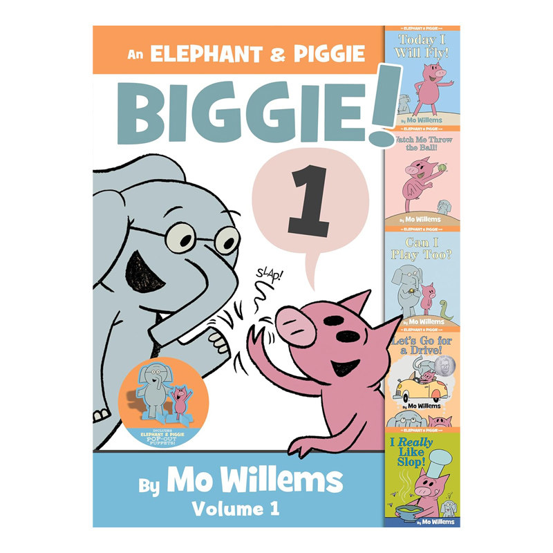 小猪小象5个故事合集第1部附立体纸偶 英文原版 An Elephant and Piggie Biggie 精装 吴敏兰绘本 莫威廉斯Mo Willems情商教育培养
