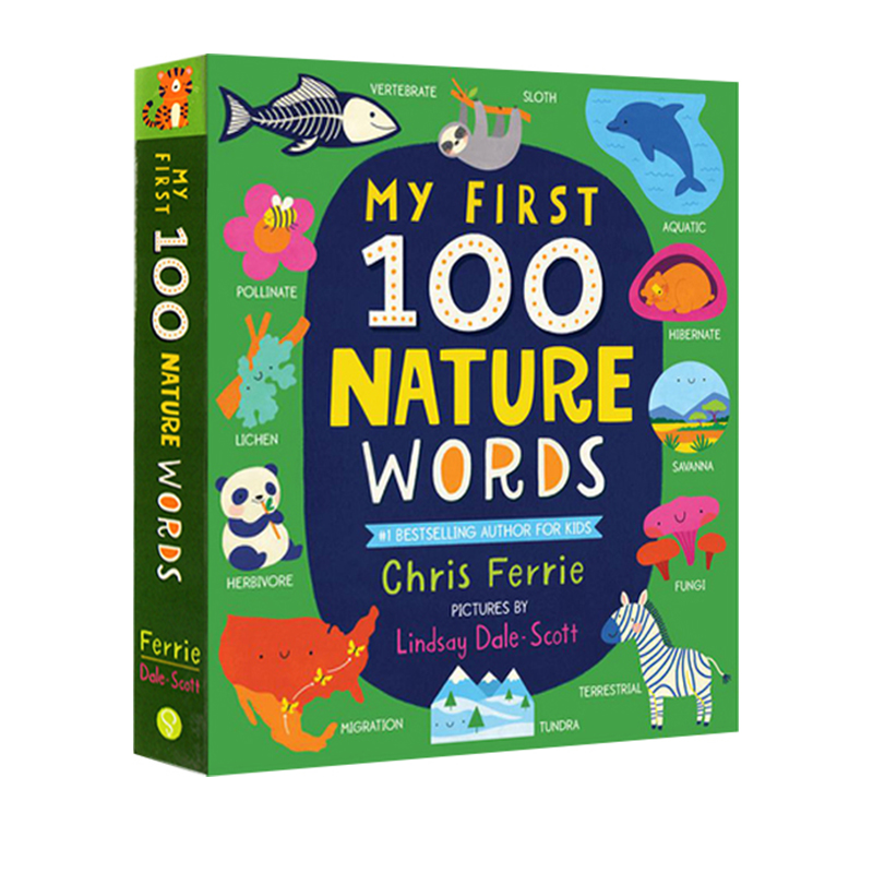 我的100个STEM词汇 英文原版 My First 100 Nature Words 纸板书  启蒙认知100词 幼儿图解词典 STEM 主题