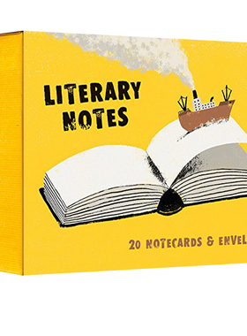 【直营】英文原版 Literary Notes 20 Notecards & Envelopes 文学笔记20张卡片和信封盒装 创意漫画记事本卡片 Chronicle