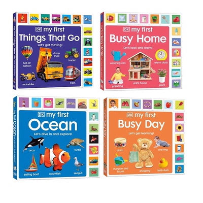 英文原版 DK My First系列 新品4册套装 纸板书大开本版 DK幼儿认知百科全书 纸板书认知书 异形花边创意书