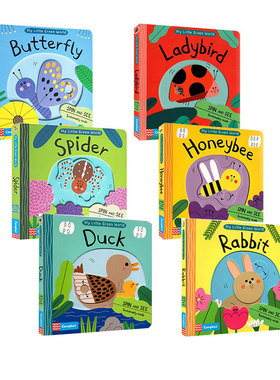 英文原版 我的绿色小世界 6册My Little Green World Ladybird/Honeybee/Butterfly/Spider 低幼启蒙抽拉机关书 0-5岁儿童趣味科普
