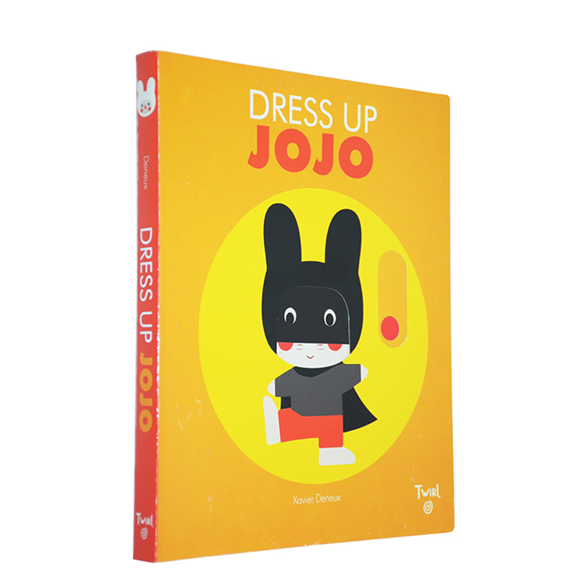 英文原版 小兔子Jojo的变装 Dress Up Jojo 纸板玩具游戏书 推拉滑动机关操作书 5-6岁 Twirl出品 艺术大师Xavier Deneux