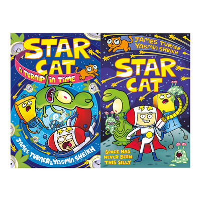 预售 英文原版  星际猫 Star Cat 2册 A Turnip in Time 漫画书 儿童搞笑科幻 宇宙主题灾难漫画