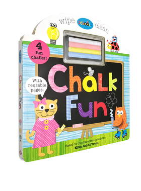 英文原版 Wipe Clean Chalk Fun 儿童可擦写粉笔涂色趣味纸板书 Roger Priddy