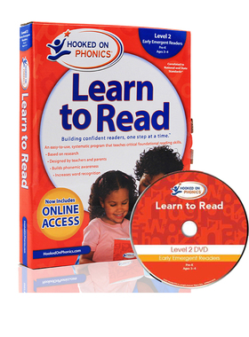 英文原版教辅 迷上自然拼读 第二级 Hooked on Phonics Learn to Read Level2 启蒙3-4岁英语美国孩子普遍使用的自然拼读教辅含DVD