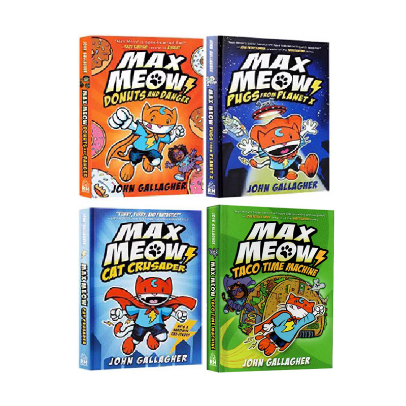 预售 英文原版 Max Meow 4册 精装全彩漫画书绘本 爆笑漫画故事书 中小学英语课外阅读怎么看?